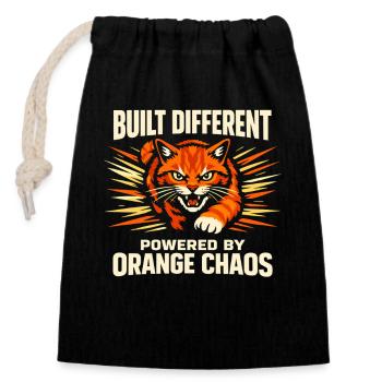 Chat Orange Chaos Drôle de Mème Chat Orange Tigré - Sac cadeau en coton avec cordon (14 x 20 cm) - noir - Devant