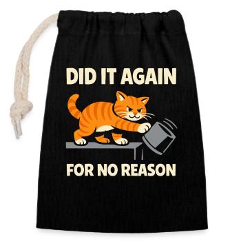 Chat Orange Chaos Drôle de Mème Chat Orange Tigré - Sac cadeau en coton avec cordon (14 x 20 cm) - noir - Devant