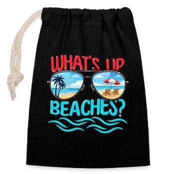 What's Up Beaches Family Vacation Trip Cruising - Closable cotton gift bag (14x20cm) - black - Front