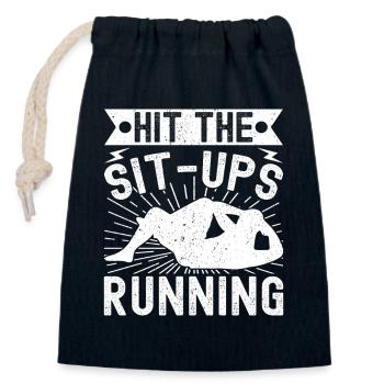 Les accros à la salle de sport font les abdos en courant la calistenie - Sac cadeau en coton avec cordon (14 x 20 cm) - bleu marine - Devant