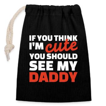 Daddy Cute Bold Typography Tee - Closable cotton gift bag (14x20cm) - black - Front