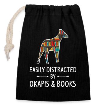 Bookish Donkey Library Silhouette - Closable cotton gift bag (14x20cm) - black - Front