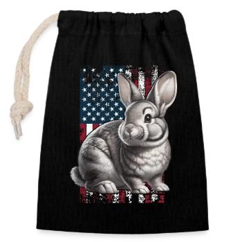 Rabbit - Closable cotton gift bag (14x20cm) - black - Front