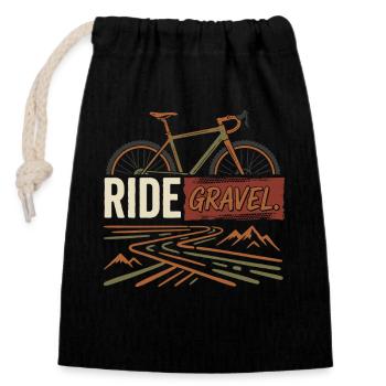 Gravel Bike Ride Bike Adventure Outdoor - Closable cotton gift bag (14x20cm) - black - Front