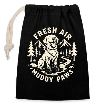 Fresh Air Muddy Paws Outdoor Dog Design - Closable cotton gift bag (14x20cm) - black - Front
