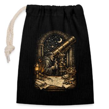 Astronome en astronomie - Sac cadeau en coton avec cordon (14 x 20 cm) - noir - Devant