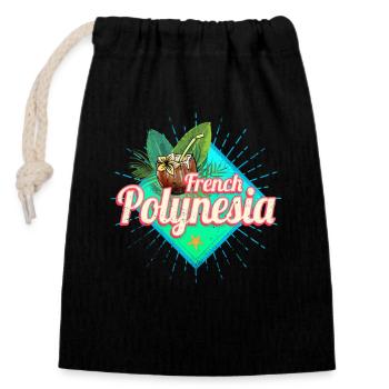French Polynesia in the Pacific Island Souvenir - Closable cotton gift bag (14x20cm) - black - Front