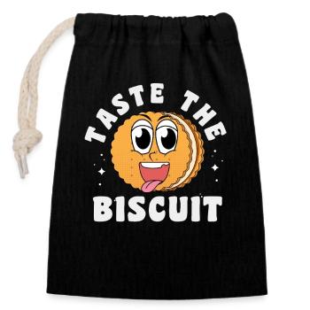 Taste the Biscuit Cartoon Cookie - Closable cotton gift bag (14x20cm) - black - Front