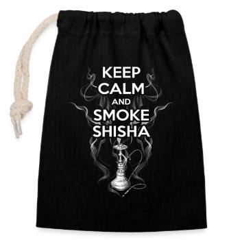 Shisha Smoke Keep Calm Design - Closable cotton gift bag (14x20cm) - black - Front