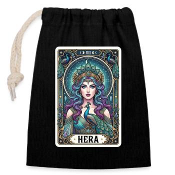 Carte de tarot d’Héra - Sac cadeau en coton avec cordon (14 x 20 cm) - noir - Devant