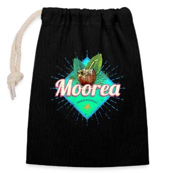 Moorea Französisch-Polynesien Insel Souvenir - Verschließbarer Geschenkbeutel aus Baumwolle (14x20cm) - Schwarz - Vorne