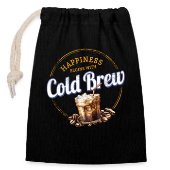 Conception de café vintage à cold brew avec grains de café - Sac cadeau en coton avec cordon (14 x 20 cm) - noir - Devant