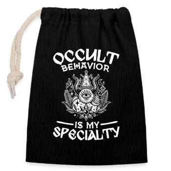 Le comportement occulte est ma spécialité en sorcellerie occulte - Sac cadeau en coton avec cordon (14 x 20 cm) - noir - Devant