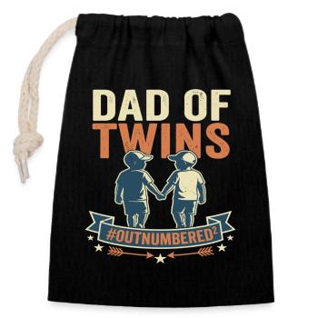 Dad Of Twins Twins Father Kids - Closable cotton gift bag (14x20cm) - black - Front