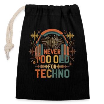 Never Too Old For Techno Musik DJ - Closable cotton gift bag (14x20cm) - black - Front