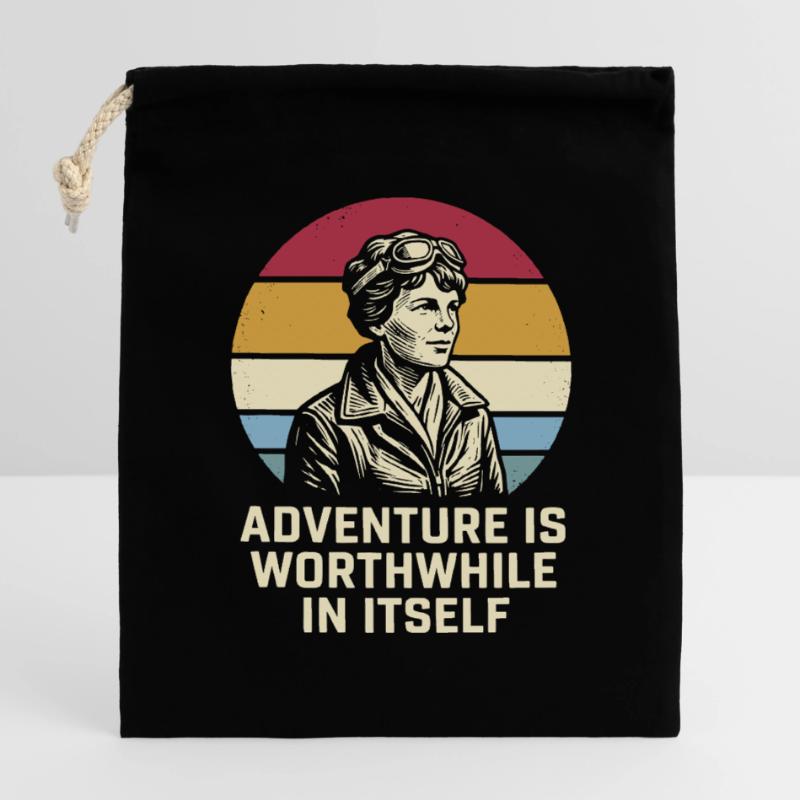 Amelia Earhart Das Abenteuer ist lohnenswert Verschließbarer Geschenkbeutel aus Baumwolle (14x20cm)