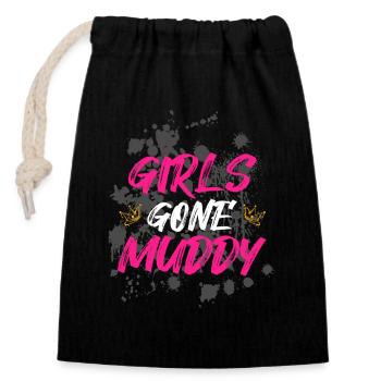 Girls gone muddy Schlammlauf Mud Run Muddy Race - Verschließbarer Geschenkbeutel aus Baumwolle (14x20cm) - Schwarz - Vorne