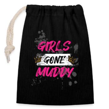 Girls gone muddy Schlammlauf Mud Run Muddy Race - Verschließbarer Geschenkbeutel aus Baumwolle (14x20cm) - Schwarz - Vorne