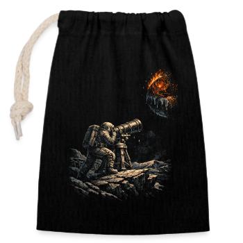 Astronome en astronomie - Sac cadeau en coton avec cordon (14 x 20 cm) - noir - Devant