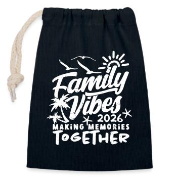 Ambiances familiales 2026 Créer des souvenirs ensemble - Sac cadeau en coton avec cordon (14 x 20 cm) - bleu marine - Devant