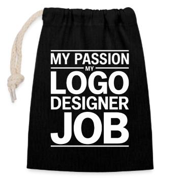 Logo Designer My Passion My Creative Designer - Closable cotton gift bag (14x20cm) - black - Front