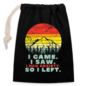 Fuite de l’anxiété au sommet du coucher du soleil - Sac cadeau en coton avec cordon (14 x 20 cm) - noir - Devant