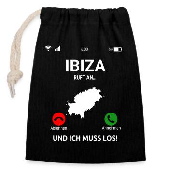 Ibiza Ruft An Urlaub Balearen Insel Idee - Verschließbarer Geschenkbeutel aus Baumwolle (14x20cm) - Schwarz - Vorne