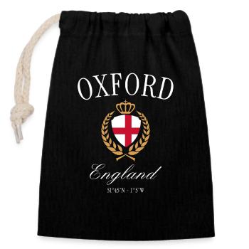 Oxford England Wappen Krone – Reise Souvenir - Verschließbarer Geschenkbeutel aus Baumwolle (14x20cm) - Schwarz - Vorne