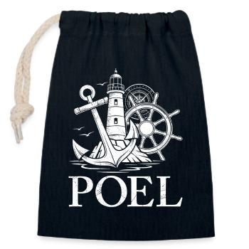 Poel Souvenier ÎLE POEL MER BALTIQUE Rétro Drôle - Sac cadeau en coton avec cordon (14 x 20 cm) - bleu marine - Devant