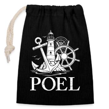 Poel Souvenier INSEL POEL OSTSEE Retro Lustiges - Verschließbarer Geschenkbeutel aus Baumwolle (14x20cm) - Schwarz - Vorne
