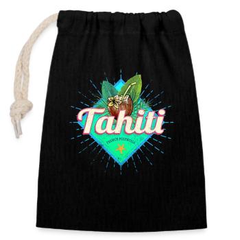 Tahiti dans la Polynésie française des îles - Sac cadeau en coton avec cordon (14 x 20 cm) - noir - Devant