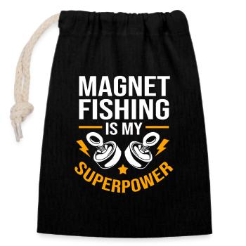 Magnet Angeln Angler Magnetangeln - Verschließbarer Geschenkbeutel aus Baumwolle (14x20cm) - Schwarz - Vorne