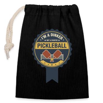 Joueur drôle de pickleball, je suis un dinker, pas un combattant - Sac cadeau en coton avec cordon (14 x 20 cm) - noir - Devant