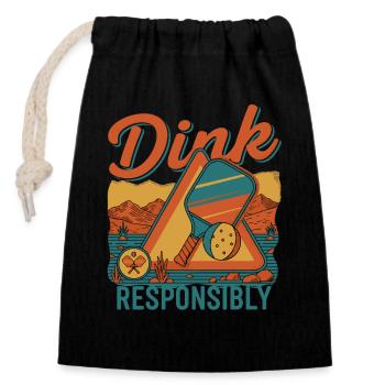 Pickleball Funny Player Dink Responsibly Love - Closable cotton gift bag (14x20cm) - black - Front