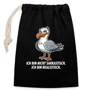  Ich Bin Nicht Sarkastisch Ich Bin Realistisch - Verschließbarer Geschenkbeutel aus Baumwolle (14x20cm) - Schwarz - Vorne