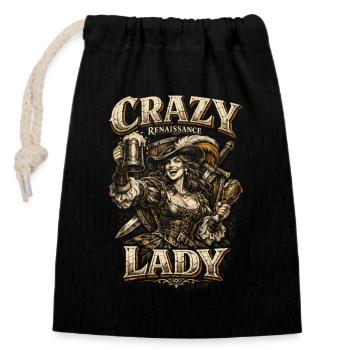 Medieval Festival Crazy Renaissance Lady - Closable cotton gift bag (14x20cm) - black - Front