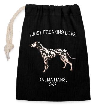 Dalmatiner-Liebe: Bold Canine Tee - Verschließbarer Geschenkbeutel aus Baumwolle (14x20cm) - Schwarz - Vorne