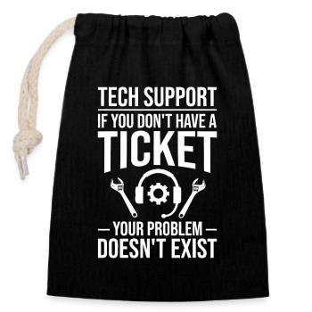 Tech Support Ticket Meme - Closable cotton gift bag (14x20cm) - black - Front