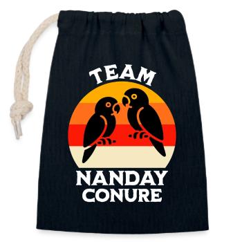 Team Nandays Parakeet - Closable cotton gift bag (14x20cm) - navy - Front