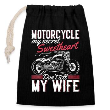 Motorrad Geheimes Herz Sweetheart Biker Freiheit - Verschließbarer Geschenkbeutel aus Baumwolle (14x20cm) - Schwarz - Vorne