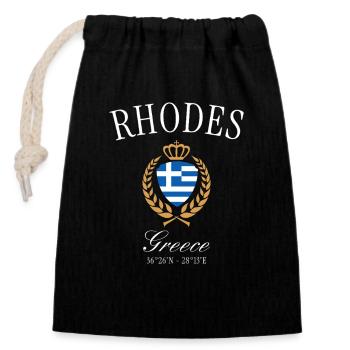 Rhodos Griechenland Wappen Krone – Reise Souvenir - Verschließbarer Geschenkbeutel aus Baumwolle (14x20cm) - Schwarz - Vorne