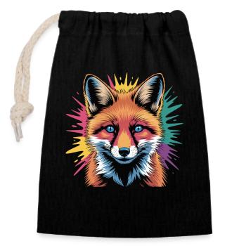  Roter Fuchs Kopf Mit Blauen Augen Bunter - Verschließbarer Geschenkbeutel aus Baumwolle (14x20cm) - Schwarz - Vorne