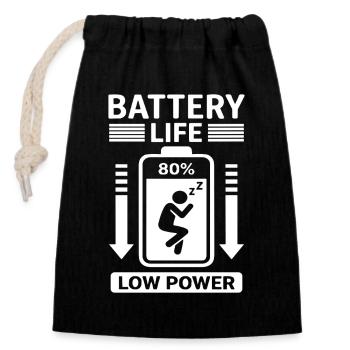 Battery Life Low Power Humor Akku Leer - Verschließbarer Geschenkbeutel aus Baumwolle (14x20cm) - Schwarz - Vorne