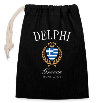 Couronne des armoiries de Delphe Grèce – Souvenir de voyage - Sac cadeau en coton avec cordon (14 x 20 cm) - noir - Devant