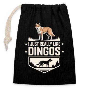 Dingo Australischer Wildhund Tierliebhaber Design - Verschließbarer Geschenkbeutel aus Baumwolle (14x20cm) - Schwarz - Vorne