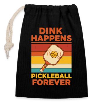 Joueur drôle de pickleball Dink Happens Pickleball - Sac cadeau en coton avec cordon (14 x 20 cm) - noir - Devant