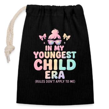 Dans l’humour de l’ère de My Younger Child et de la famille des filles - Sac cadeau en coton avec cordon (14 x 20 cm) - noir - Devant