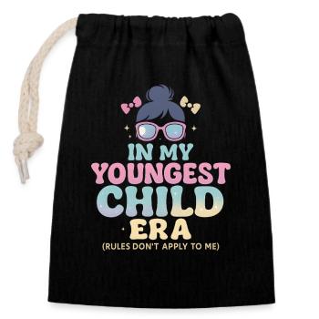 Dans l’humour de l’ère de My Younger Child et de la famille des filles - Sac cadeau en coton avec cordon (14 x 20 cm) - noir - Devant