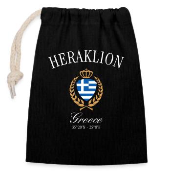 Heraklion Griechenland Wappen Krone Reise Souvenir - Verschließbarer Geschenkbeutel aus Baumwolle (14x20cm) - Schwarz - Vorne