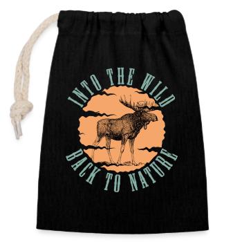 Into the Wild Moose Vintage Nature Art - Closable cotton gift bag (14x20cm) - black - Front